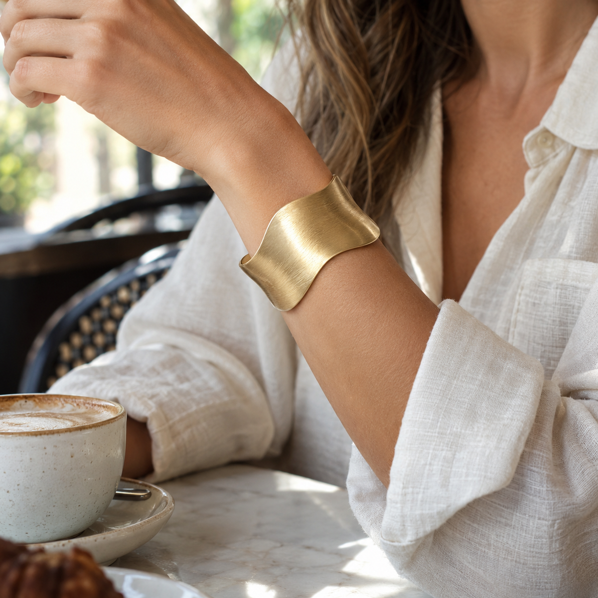 Sculpted Brushed Gold Cuff Bracelet