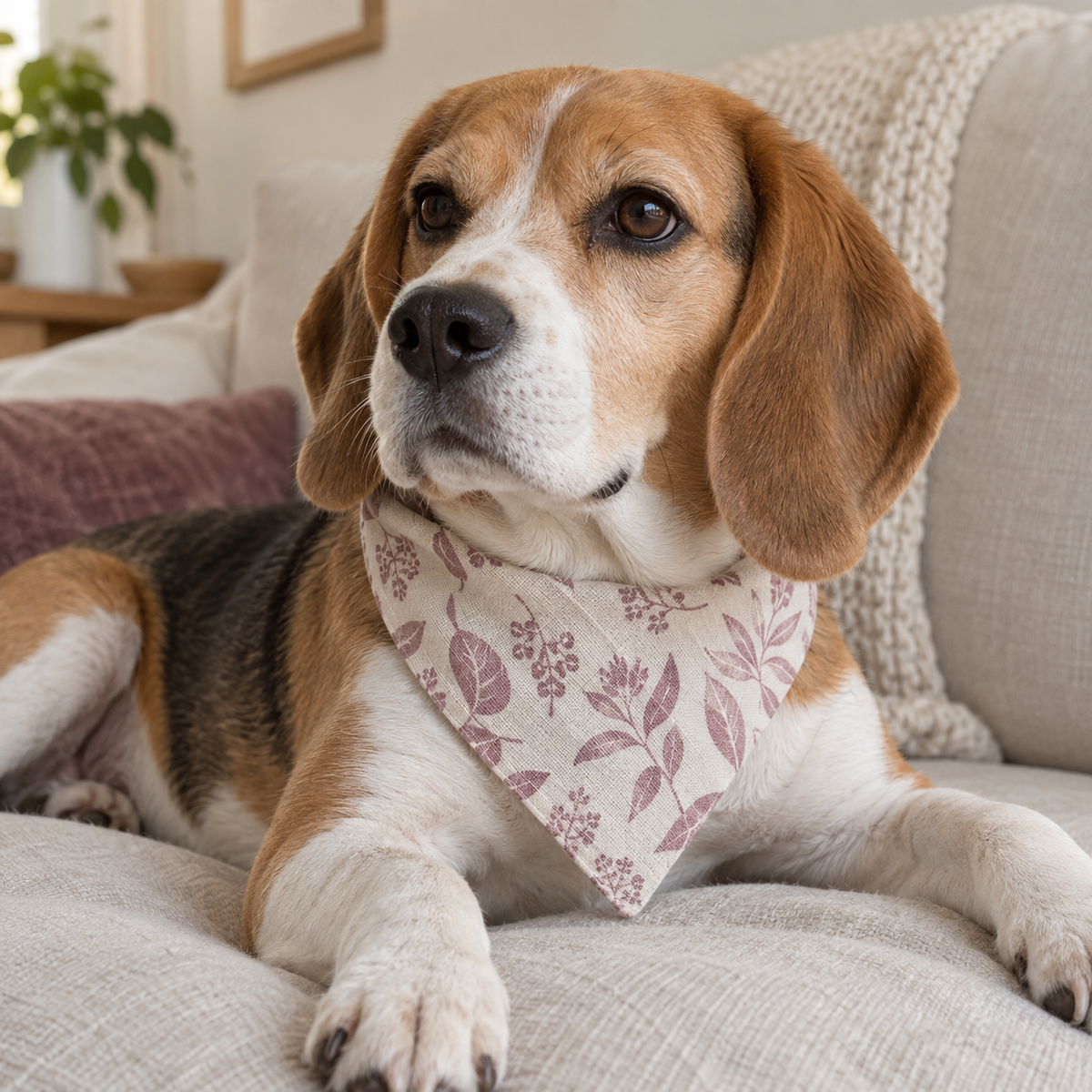 Reversible Botanical Linen Pet Bandana