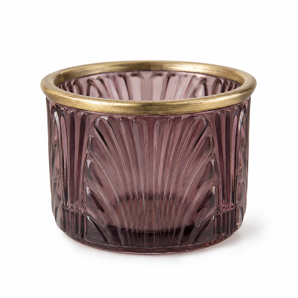 Smoke Plum Fluted Glass Votive Holder