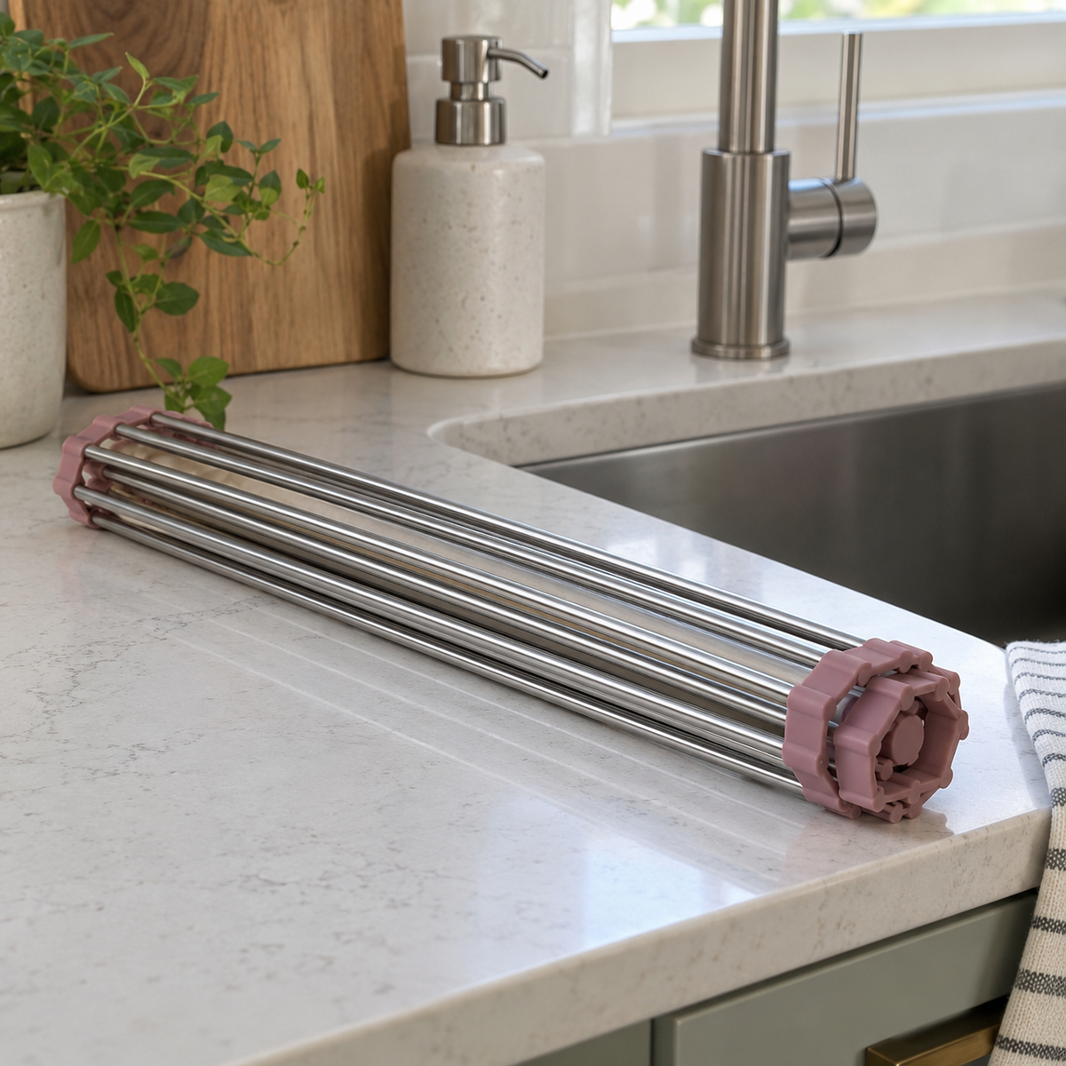Roll-Up Over-Sink Drying Rack