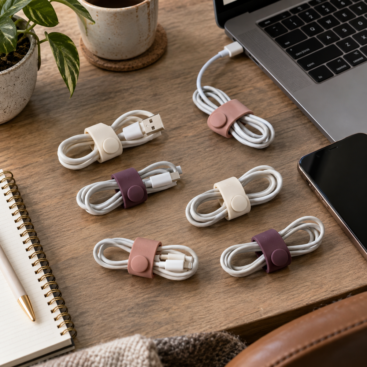 Reusable Silicone Cable Organizer Set