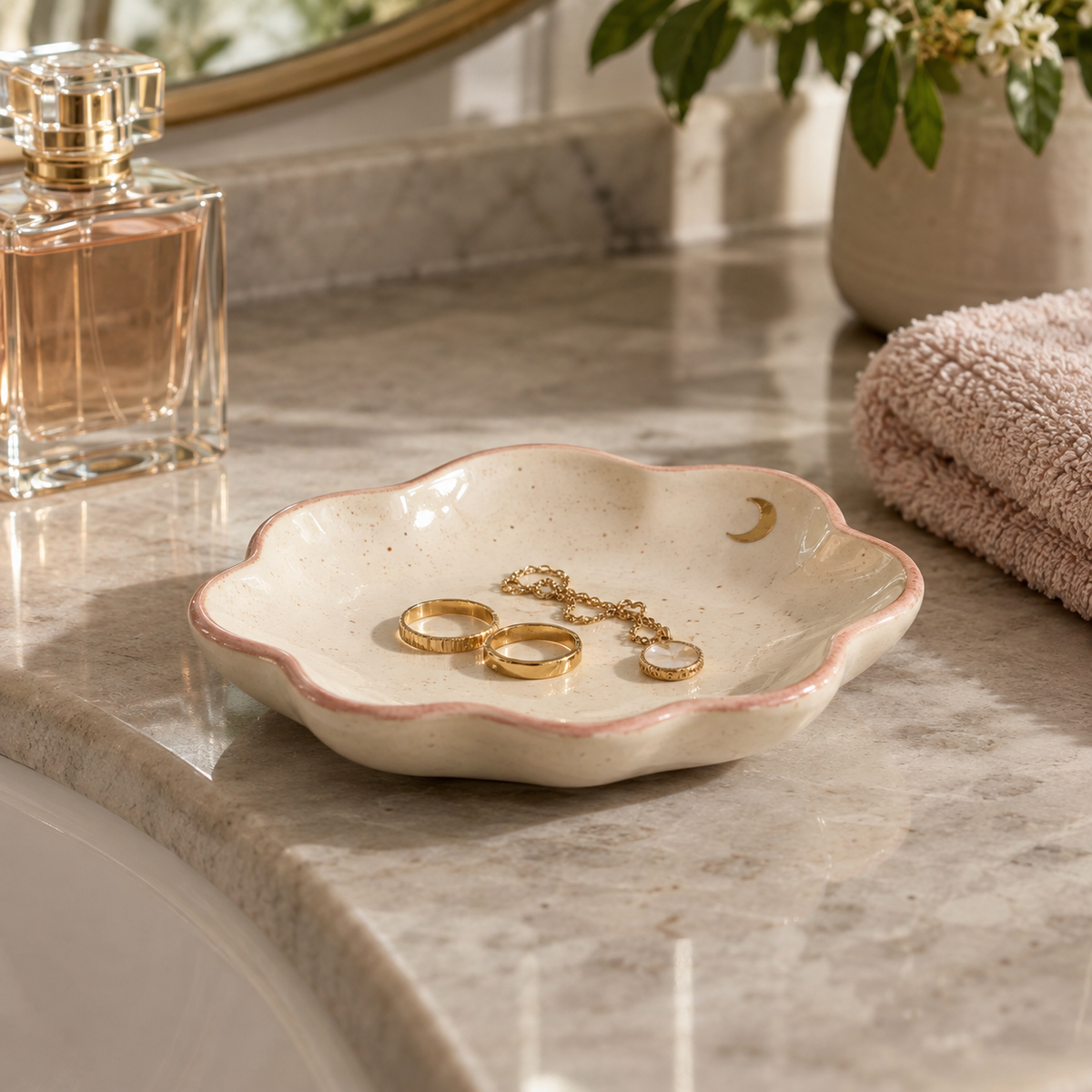 Scalloped Ceramic Jewelry Tray
