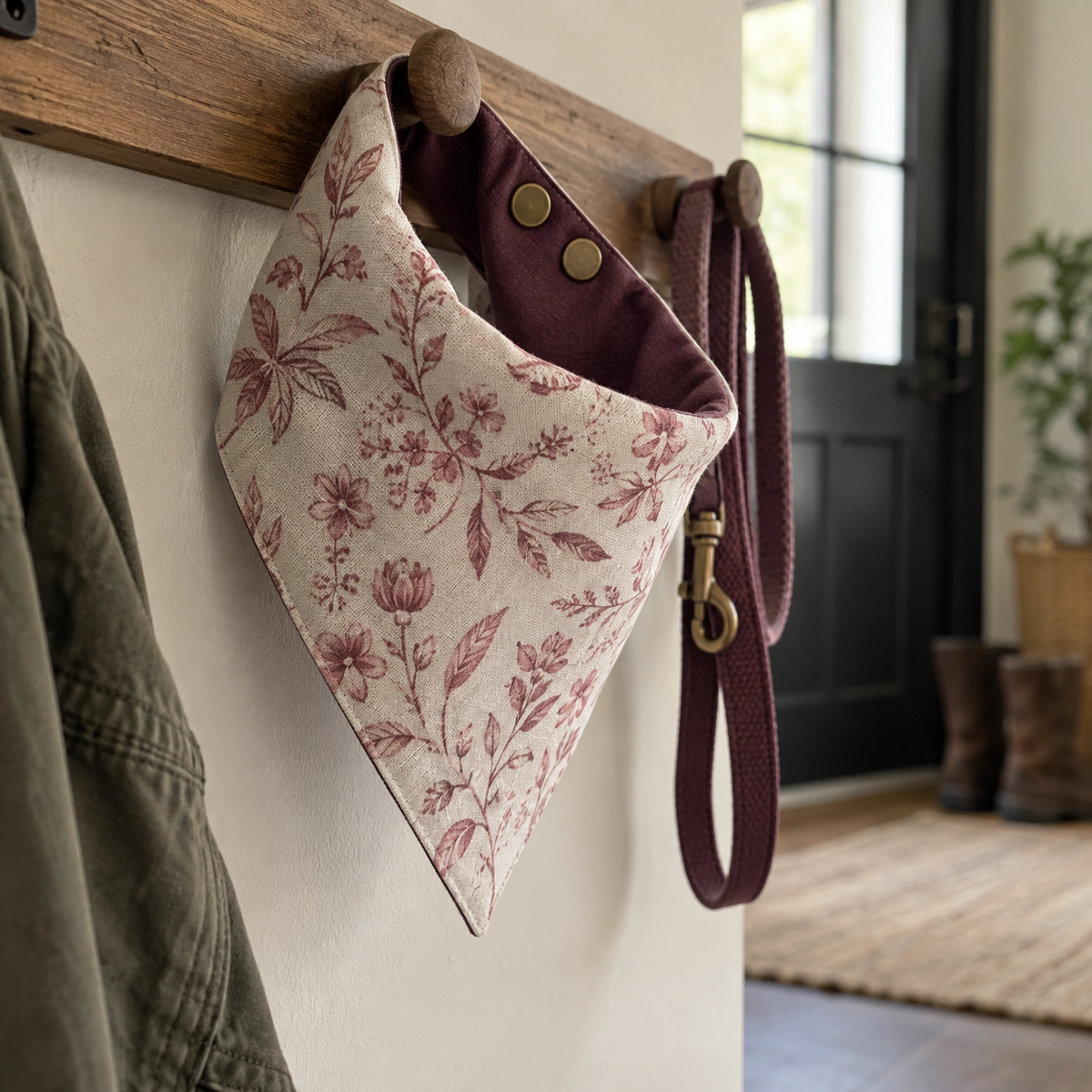 Reversible Botanical Linen Pet Bandana