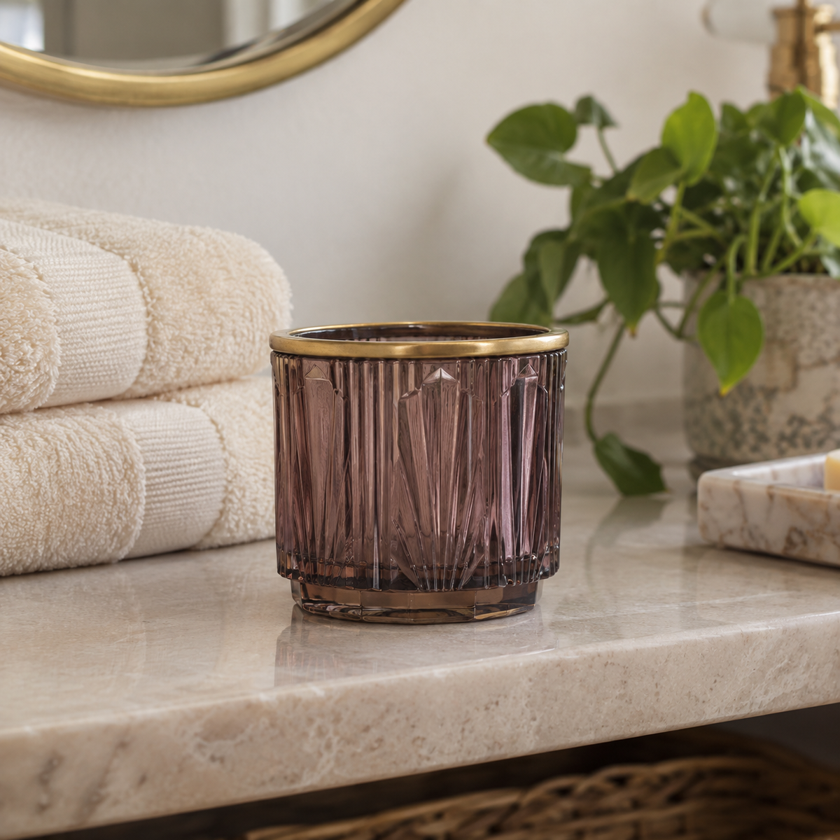 Smoke Plum Fluted Glass Votive Holder