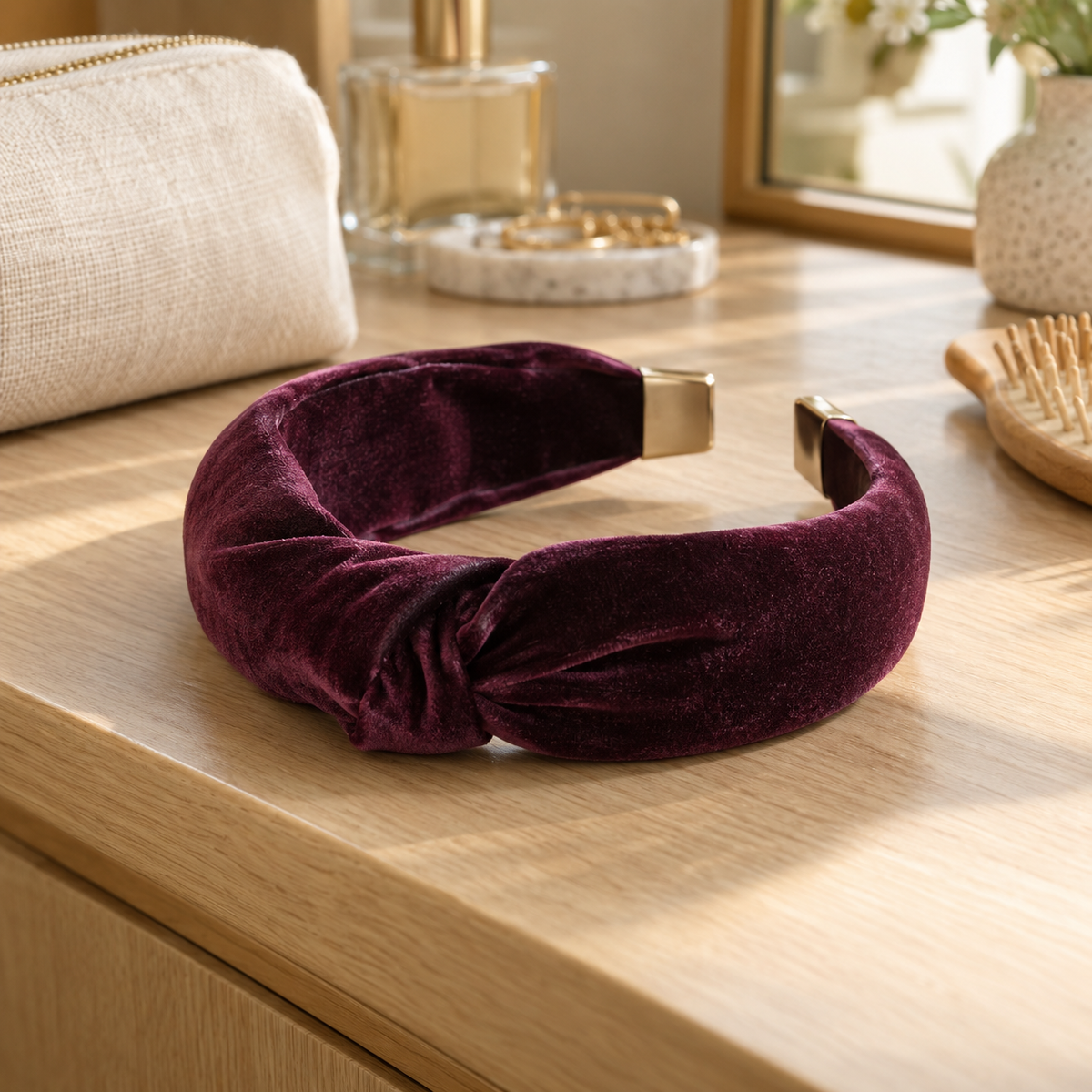 Plum Velvet Knotted Headband