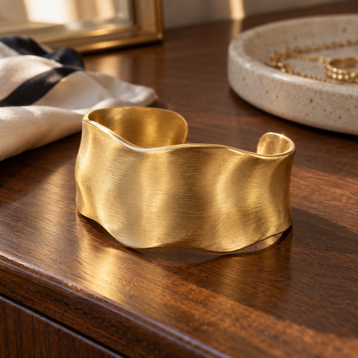 Sculpted Brushed Gold Cuff Bracelet
