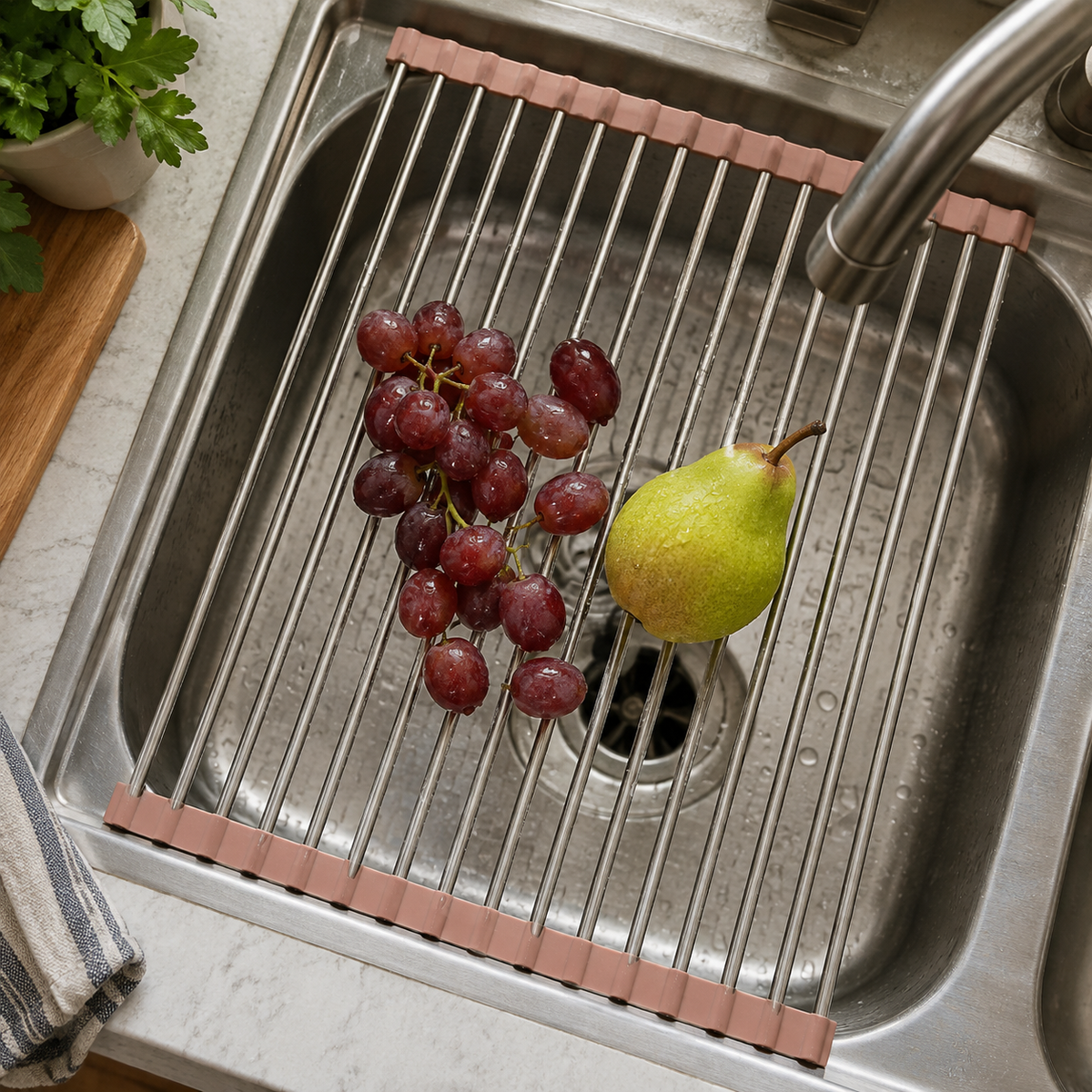Roll-Up Over-Sink Drying Rack