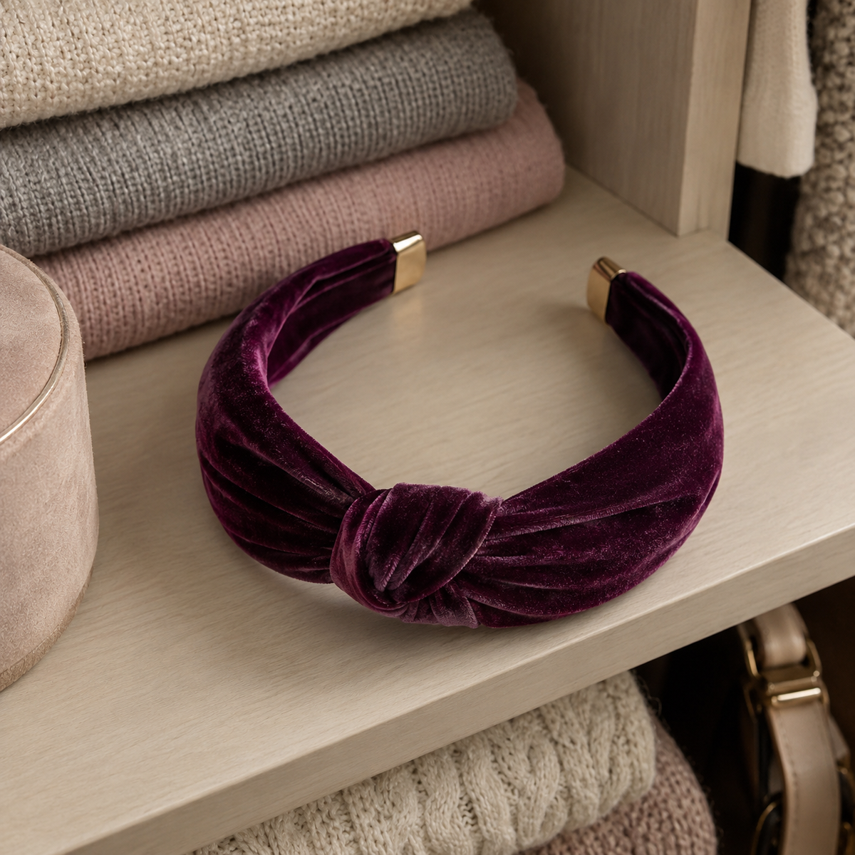 Plum Velvet Knotted Headband
